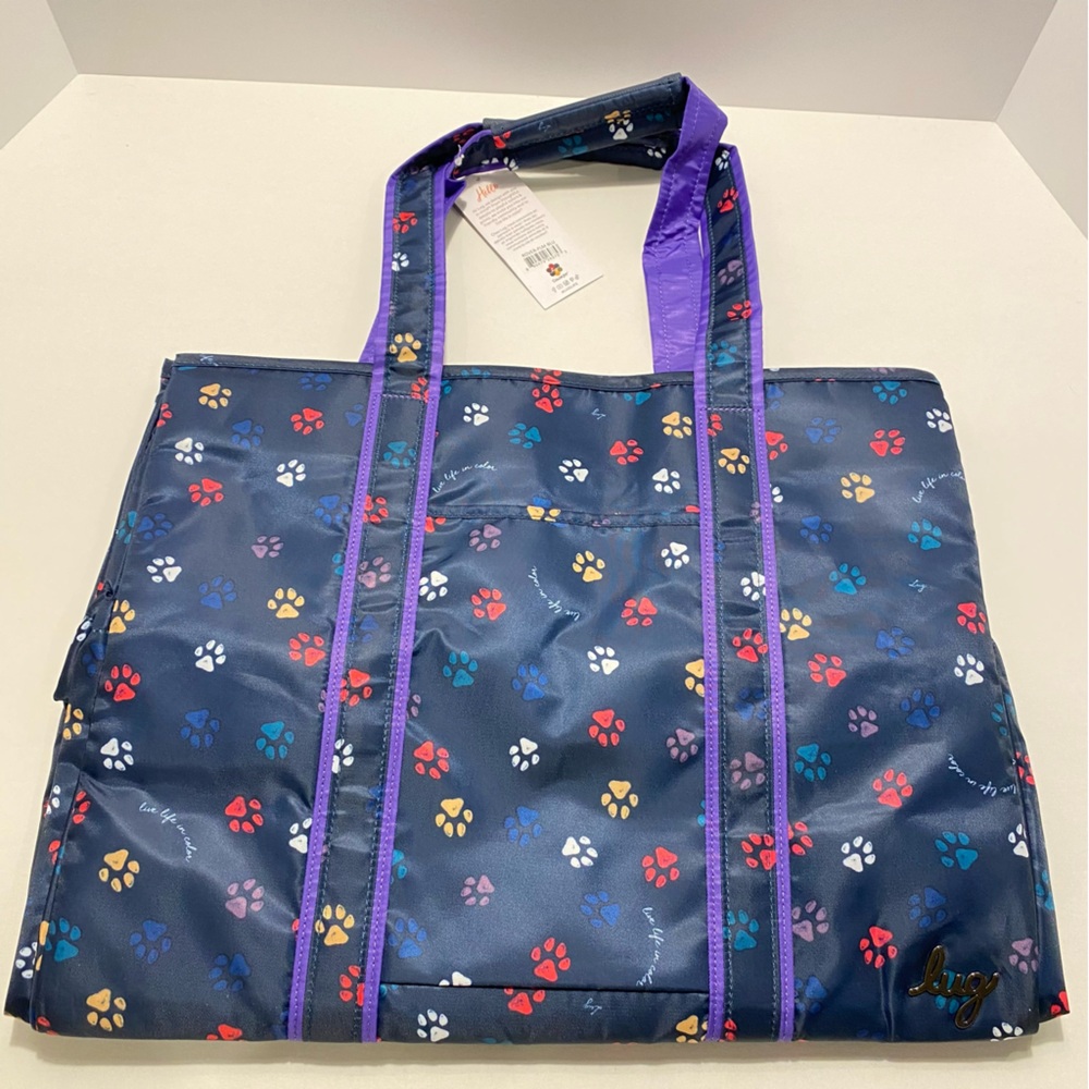 Lug Rover Tote. NWT. HUGE!  Paws Navy pattern